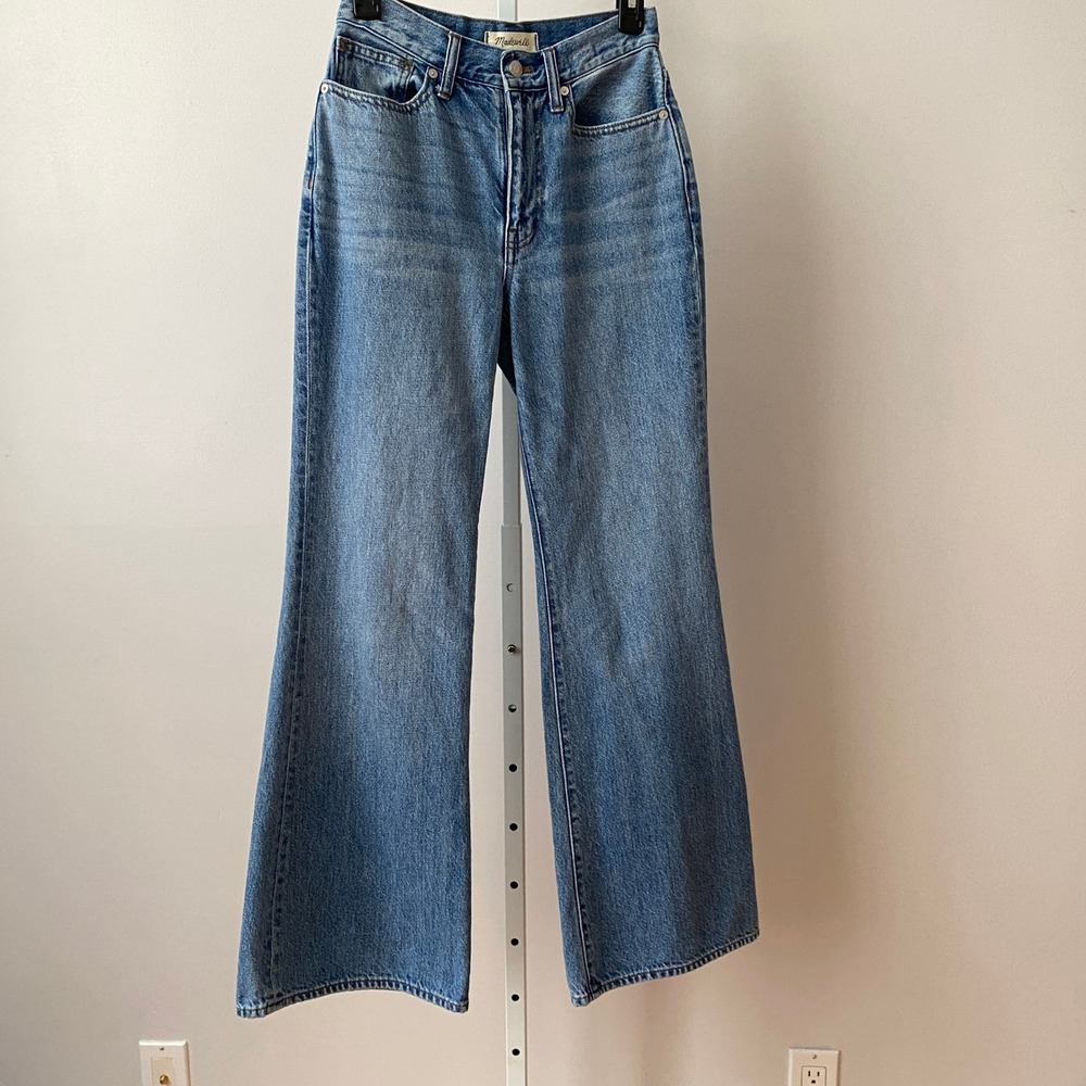 Madewell 25 Blue Baggy Flare Jeans High Rise Wide Leg Denim